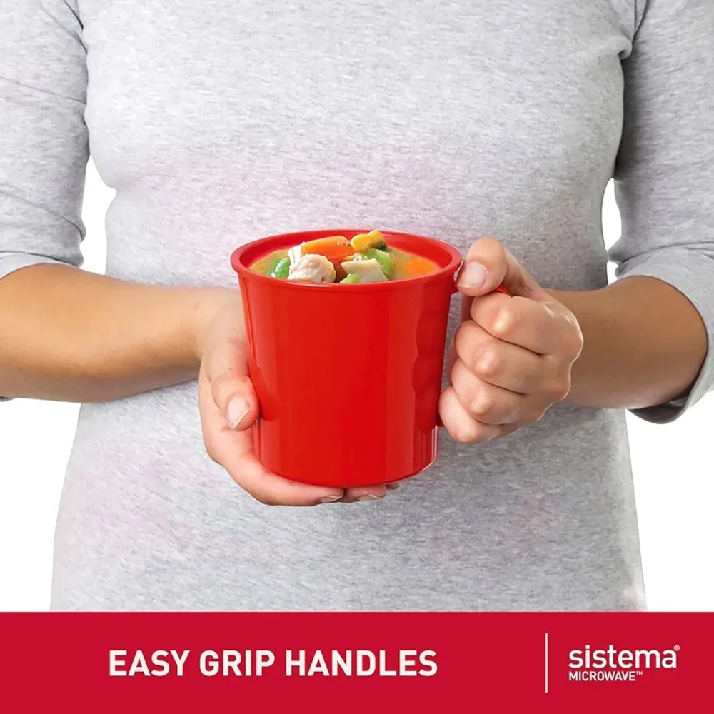 Sistema Set of 6 Klip It Mug & Bowl Set Red